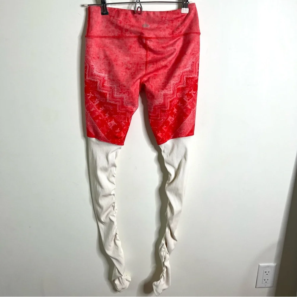 Alo Yoga Goddess Leggings Coral Off White Color Size Small